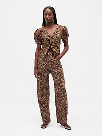 Puff-Sleeve Seamed Top