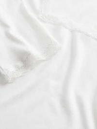 Modal Rib Lace-Trim Square-Neck T-Shirt