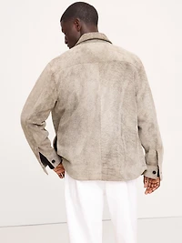 Relaxed Textured Suede Shirt Jacket