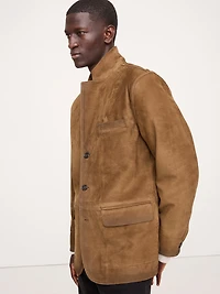 Relaxed Nubuck Leather Blazer