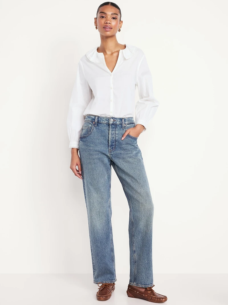 Mid-Rise Slouchy Straight Jeans