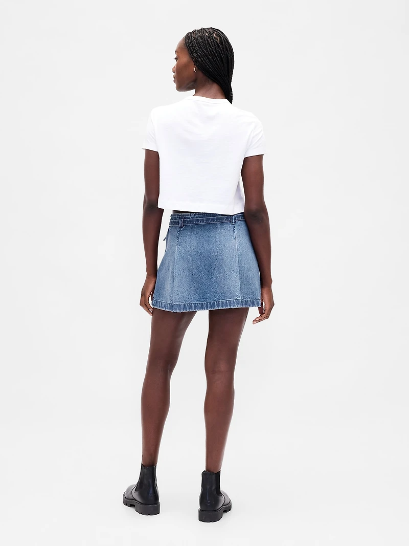 Denim Belted Mini Skirt