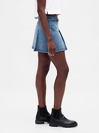 Denim Belted Mini Skirt