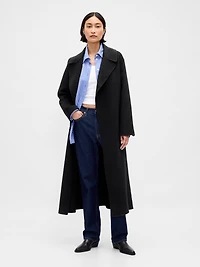 Wool-Blend Wrap Coat