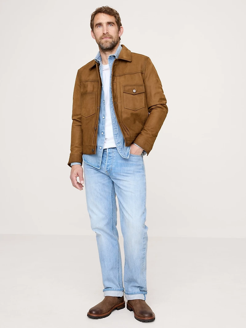 Nubuck Leather Trucker Jacket