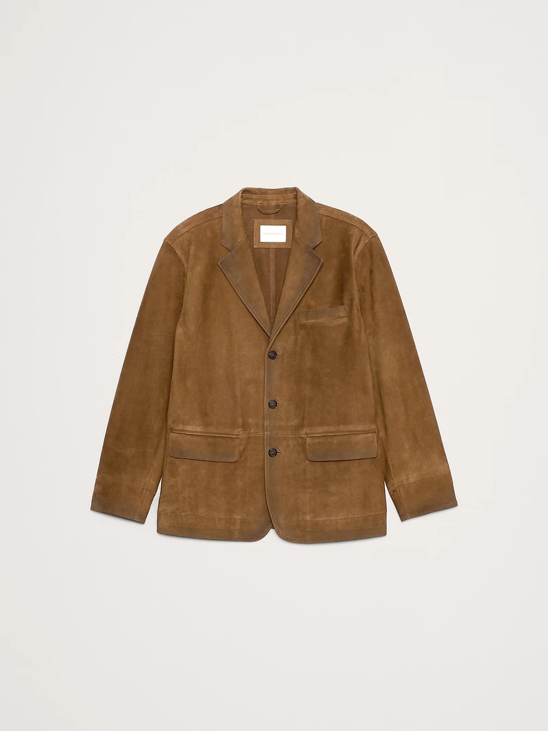 Relaxed Nubuck Leather Blazer
