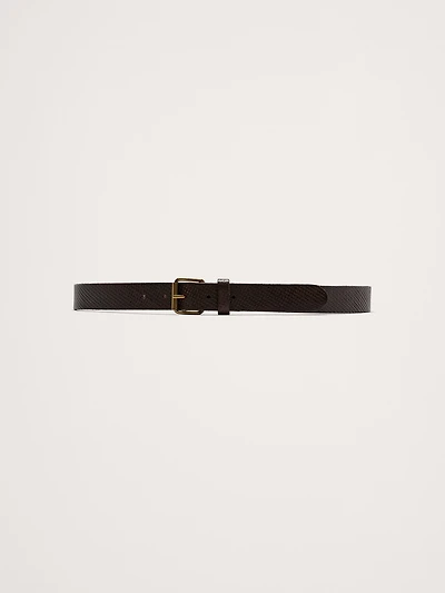 Embossed Leather Belt with Roller Buckle