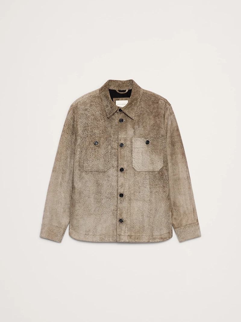 Relaxed Textured Suede Shirt Jacket