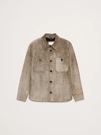 Relaxed Textured Suede Shirt Jacket