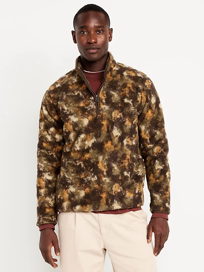 Printed Sherpa Quarter-Zip Pullover