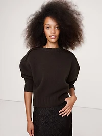 Merino-Cashmere Ribbed-Panel Sweater