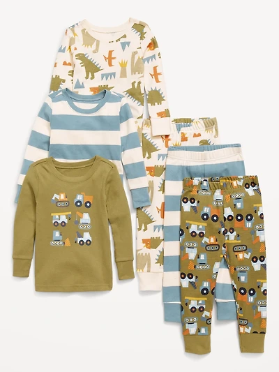 Snug-Fit Printed Pajama 6-Piece for Toddler & Baby
