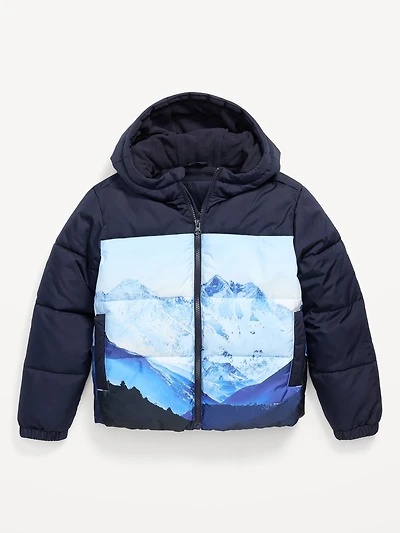 Water-Resistant Graphic Puffer Jacket for Boys