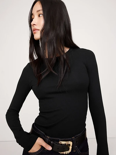 Ribbed Crew-Neck T-Shirt