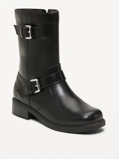 Faux-Leather Side-Zip Boots for Girls