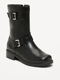 Faux-Leather Side-Zip Boots for Girls