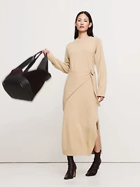 Merino-Cotton Wrap Sweater Dress
