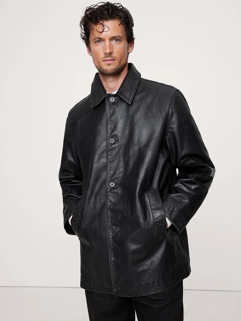 Relaxed Leather Carcoat