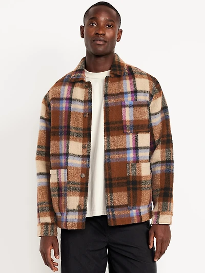 Wool-Blend Plaid Chore Jacket