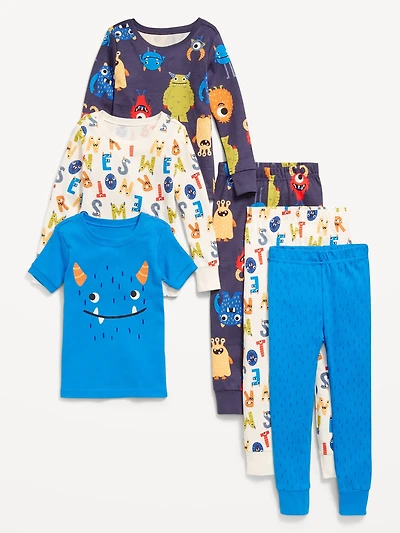 Pyjama 6 pièces ajusté à imprimé pour Tout-petit et Bébé