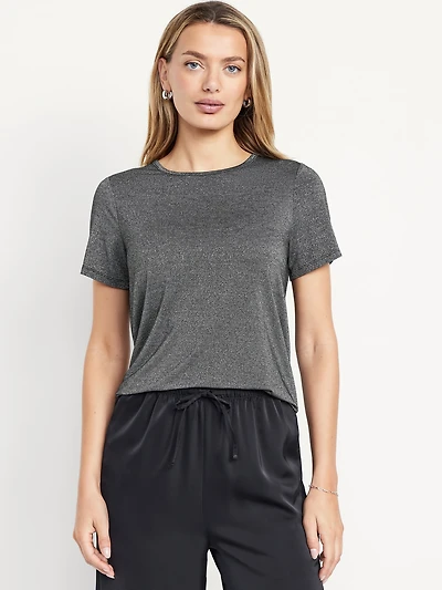 Luxe Crew-Neck Shine T-Shirt