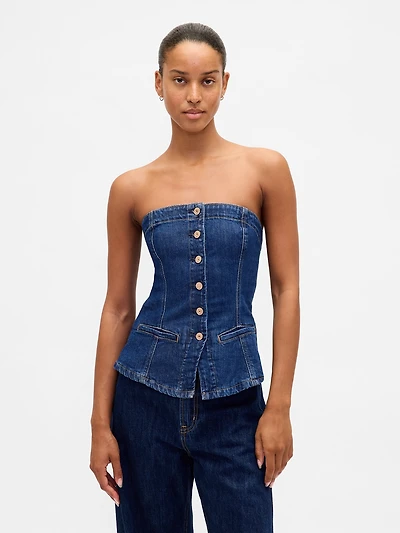 Denim Strapless Vest