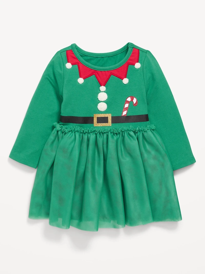 Long-Sleeve Fit and Flare Holiday Tutu Dress for Baby