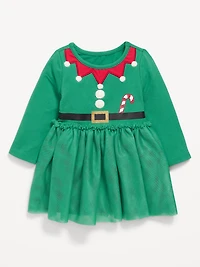 Long-Sleeve Fit and Flare Holiday Tutu Dress for Baby