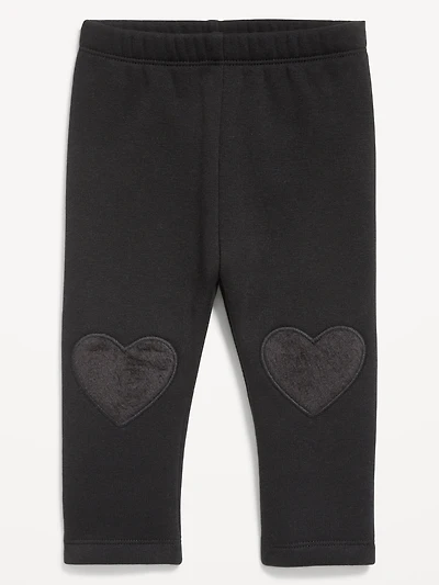 Cozy-Lined Heart-Patch Leggings for Baby