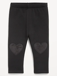 Cozy-Lined Heart-Patch Leggings for Baby