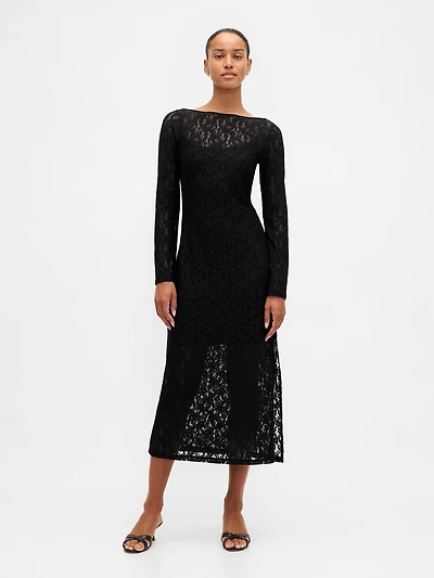 Lace Bell-Sleeve Maxi Dress