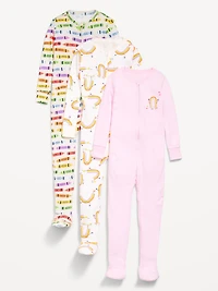 Snug-Fit 2-Way-Zip Pajama One-Piece 3-Pack for Toddler & Baby