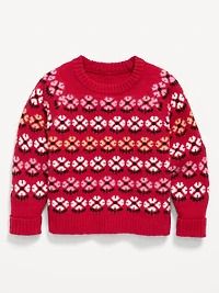 Printed Crew-Neck Sweater for Toddler Girls