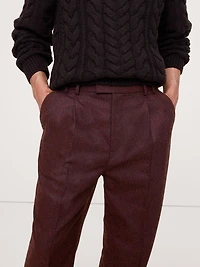 Straight Flannel Pleated Dress Pant