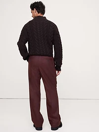 Straight Flannel Pleated Dress Pant