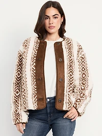 Button-Front Sherpa Jacket