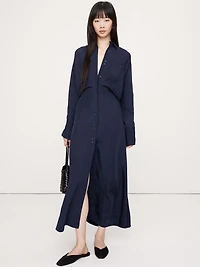 Drapey Twill Shirt Dress