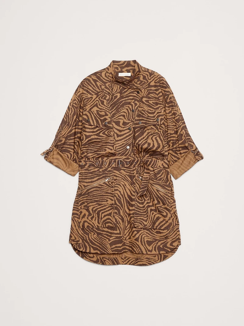 Stretch-Cotton Utility Mini Dress