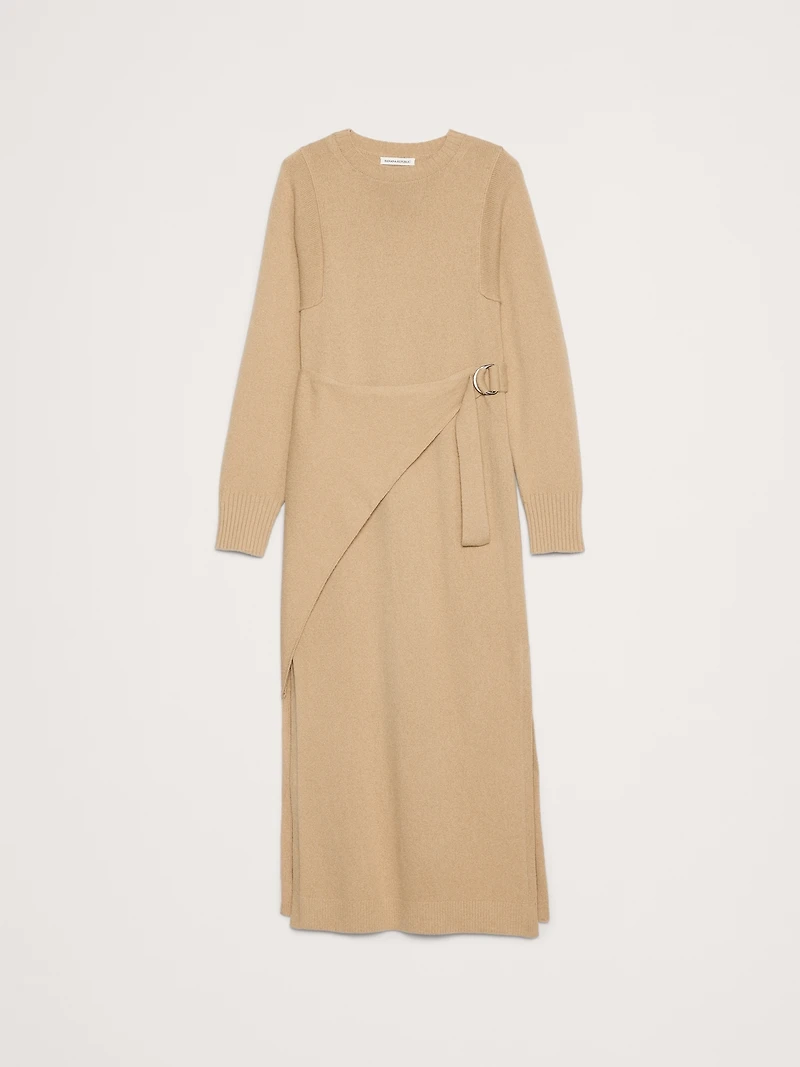 Merino-Cotton Wrap Sweater Dress