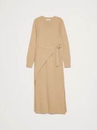 Merino-Cotton Wrap Sweater Dress