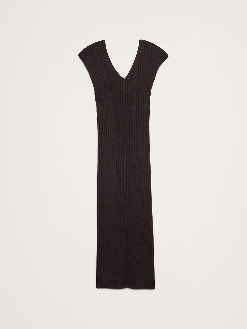 Merino-Cotton Maxi Dress with Open Back