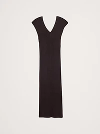 Merino-Cotton Maxi Dress with Open Back