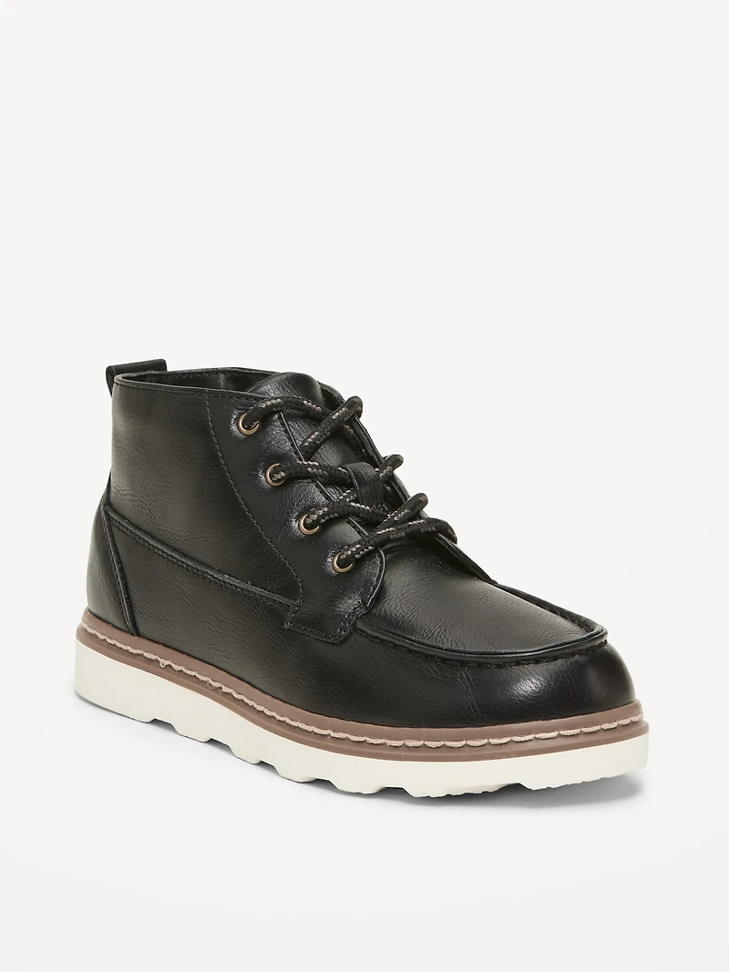Faux-Leather Lace-Up Boots for Boys
