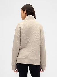 GapFit Quilted Jacquard Knit Funnel-Neck Pullover