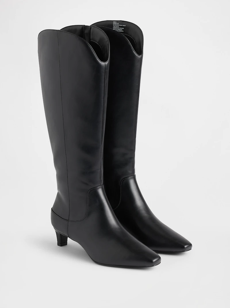 Kitten Heel Pointy Knee High Boots