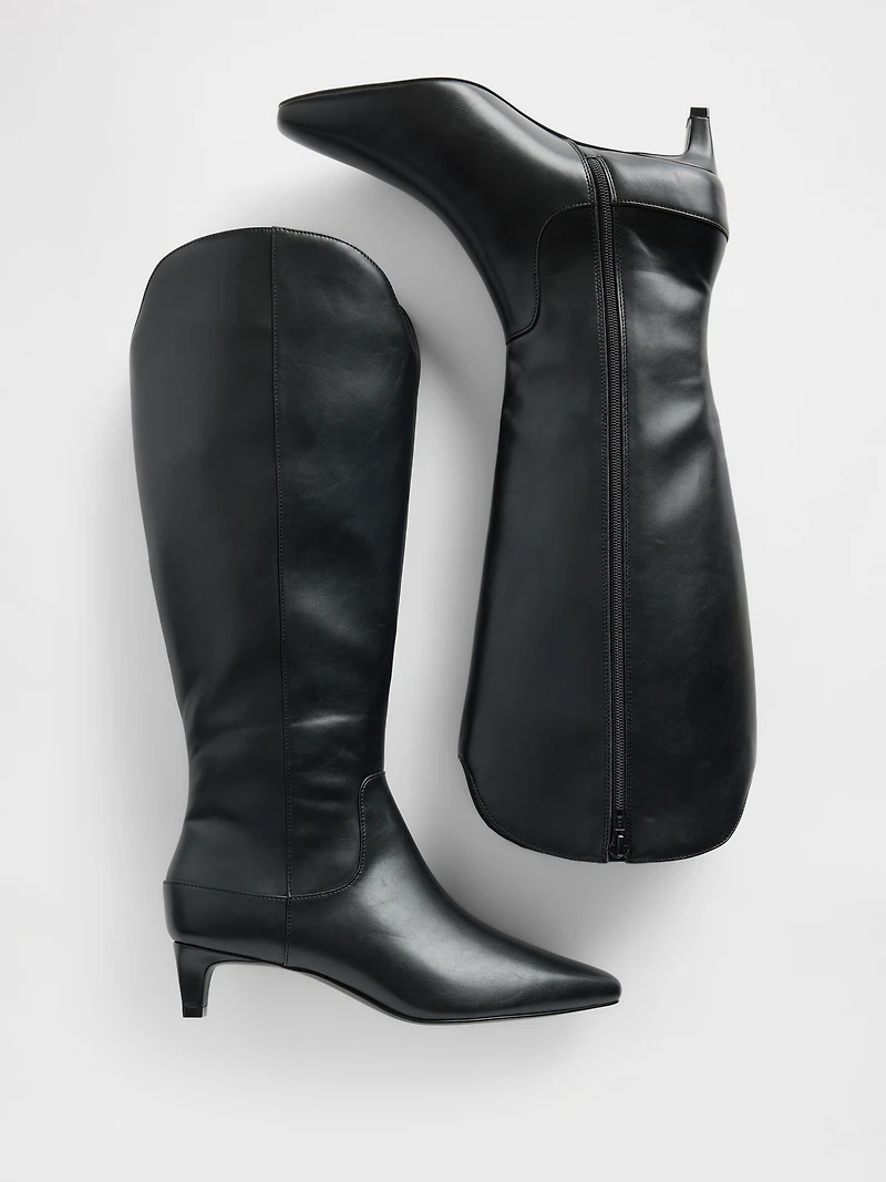 Kitten Heel Pointy Knee High Boots
