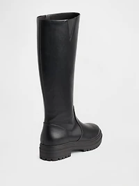 Vegan Leather Lug Sole Tall Boots