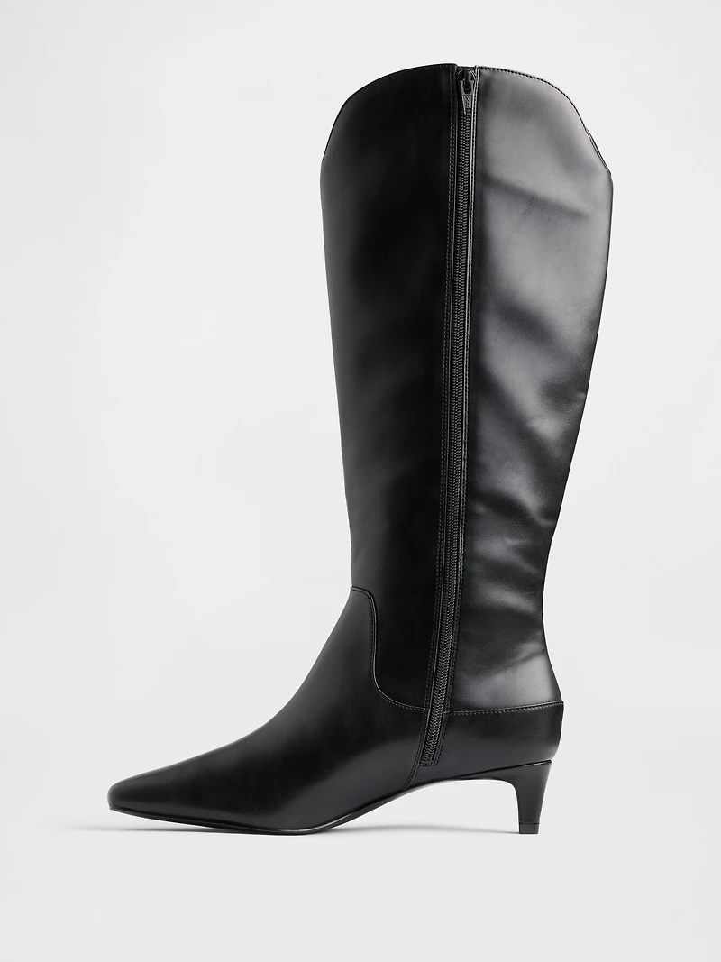 Kitten Heel Pointy Knee High Boots