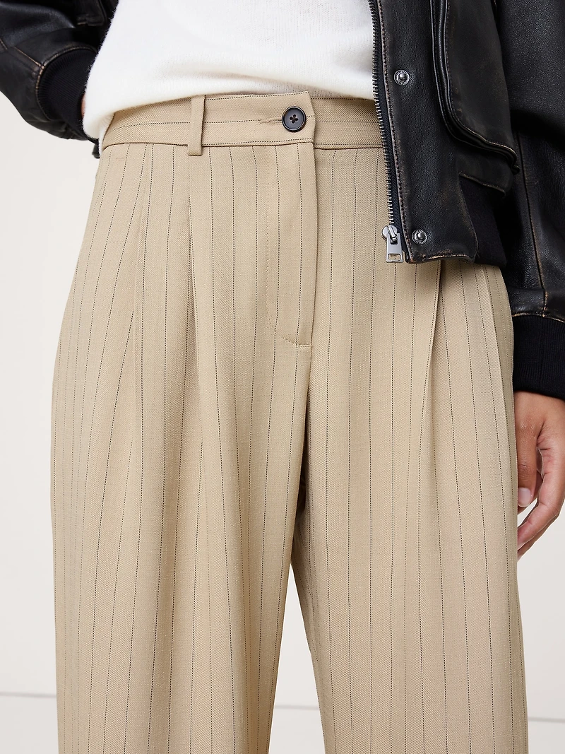 The Soho Pleated Wide-Leg Pant Drapey Twill