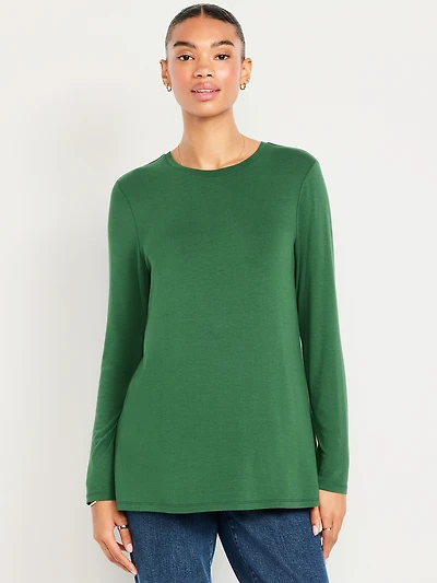 Luxe Long-Sleeve Crew-Neck Tunic